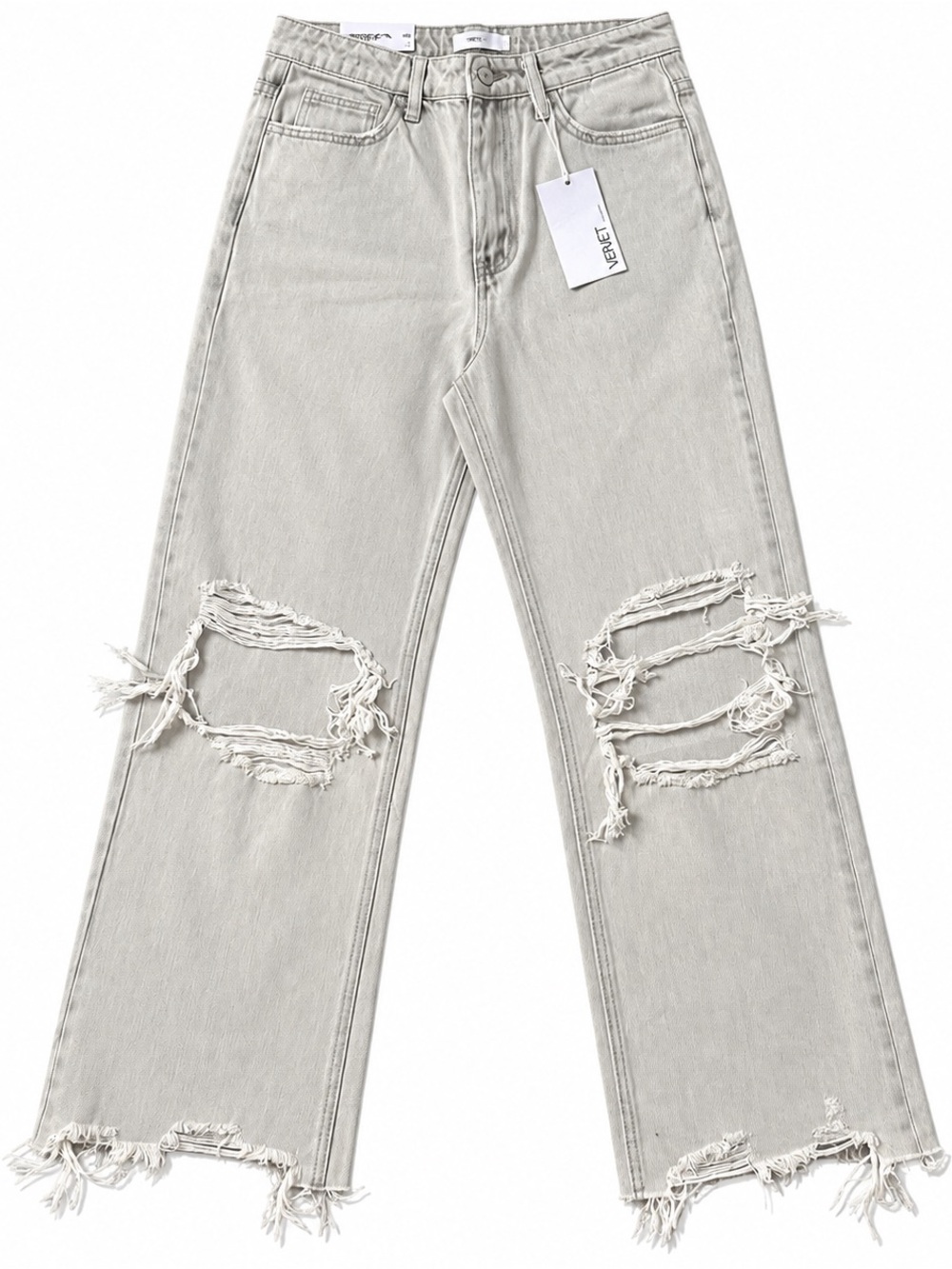 VERVET Leslie 90s Vintage Flare Jeans Distressed Raw Hem Gray Size 26
